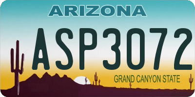 AZ license plate ASP3072