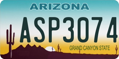 AZ license plate ASP3074