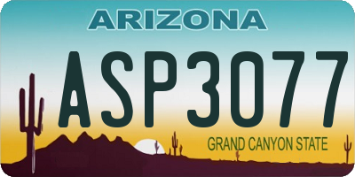 AZ license plate ASP3077