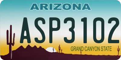 AZ license plate ASP3102
