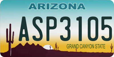 AZ license plate ASP3105