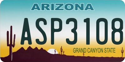 AZ license plate ASP3108