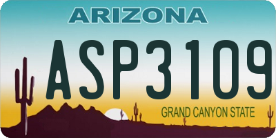 AZ license plate ASP3109