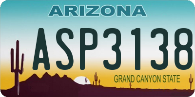 AZ license plate ASP3138