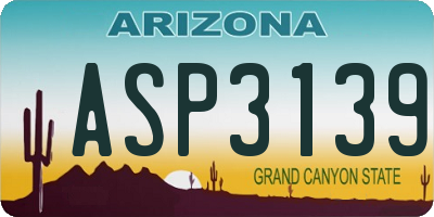 AZ license plate ASP3139