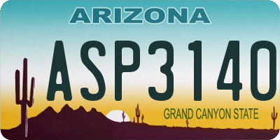 AZ license plate ASP3140