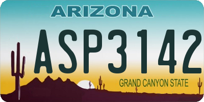 AZ license plate ASP3142