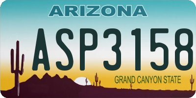 AZ license plate ASP3158
