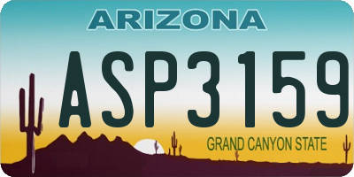 AZ license plate ASP3159
