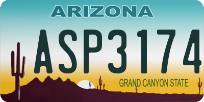 AZ license plate ASP3174