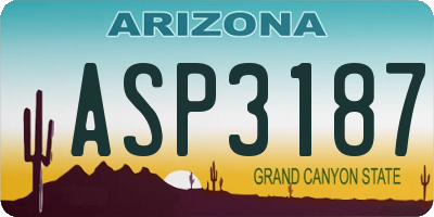 AZ license plate ASP3187