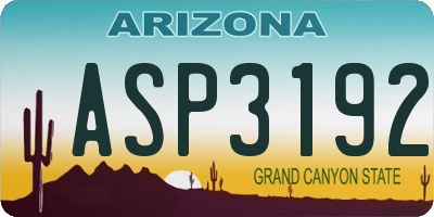 AZ license plate ASP3192