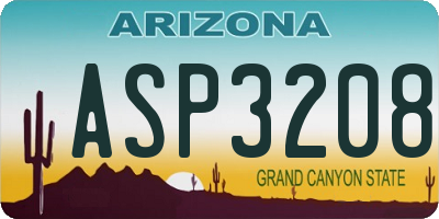 AZ license plate ASP3208