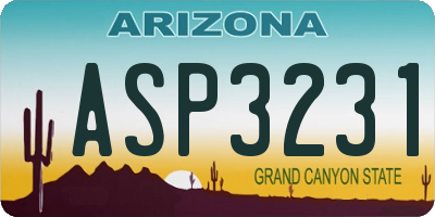 AZ license plate ASP3231