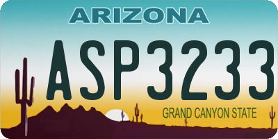 AZ license plate ASP3233