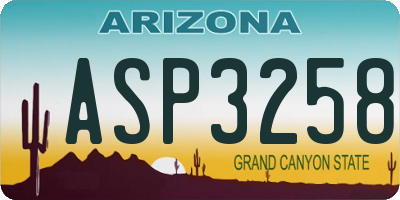 AZ license plate ASP3258