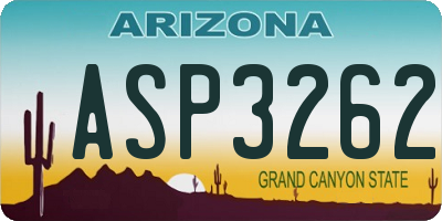 AZ license plate ASP3262