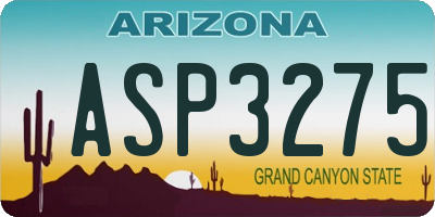 AZ license plate ASP3275