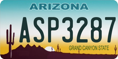 AZ license plate ASP3287