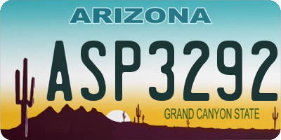 AZ license plate ASP3292