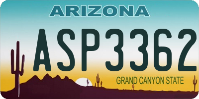 AZ license plate ASP3362