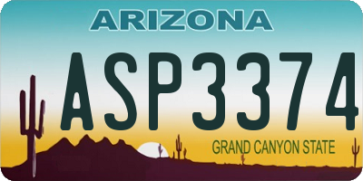 AZ license plate ASP3374
