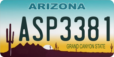 AZ license plate ASP3381