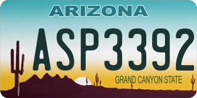 AZ license plate ASP3392