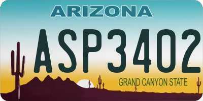 AZ license plate ASP3402