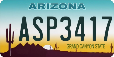 AZ license plate ASP3417