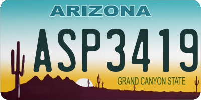AZ license plate ASP3419