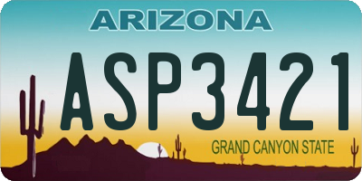 AZ license plate ASP3421