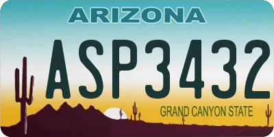 AZ license plate ASP3432