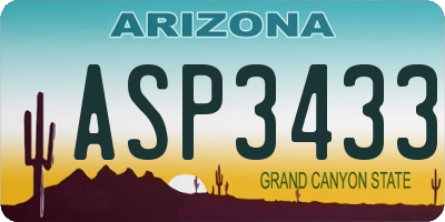 AZ license plate ASP3433