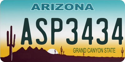 AZ license plate ASP3434