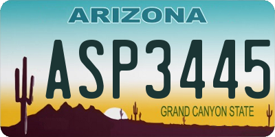 AZ license plate ASP3445