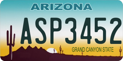 AZ license plate ASP3452