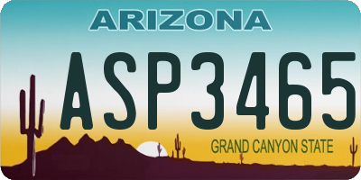 AZ license plate ASP3465