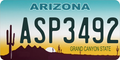 AZ license plate ASP3492