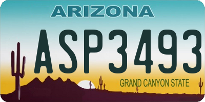 AZ license plate ASP3493