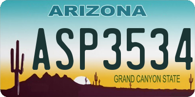 AZ license plate ASP3534