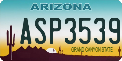 AZ license plate ASP3539