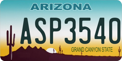 AZ license plate ASP3540