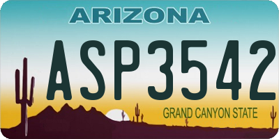 AZ license plate ASP3542