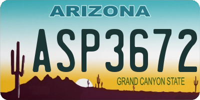 AZ license plate ASP3672
