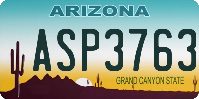 AZ license plate ASP3763