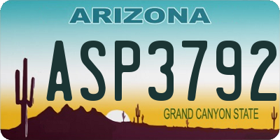 AZ license plate ASP3792