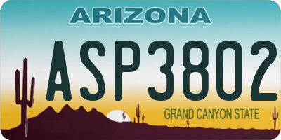 AZ license plate ASP3802
