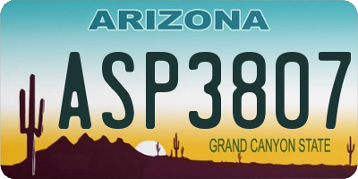 AZ license plate ASP3807