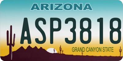 AZ license plate ASP3818